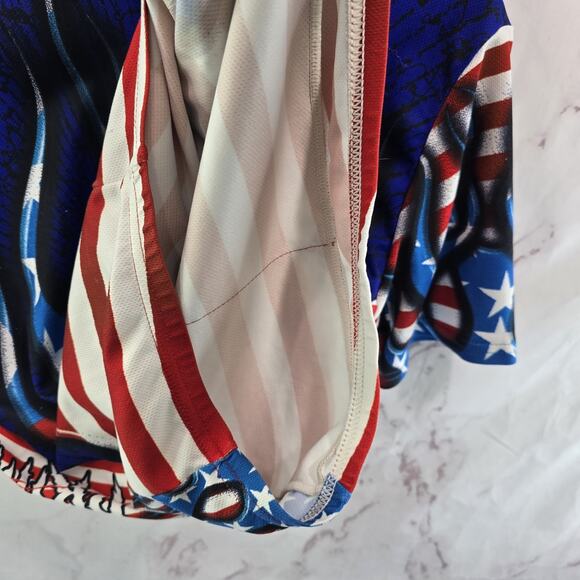 Primal Wear Cycling Jersey Mens XL Blue Red Flag Flames Bike Pockets Zip - Picture 10 of 12